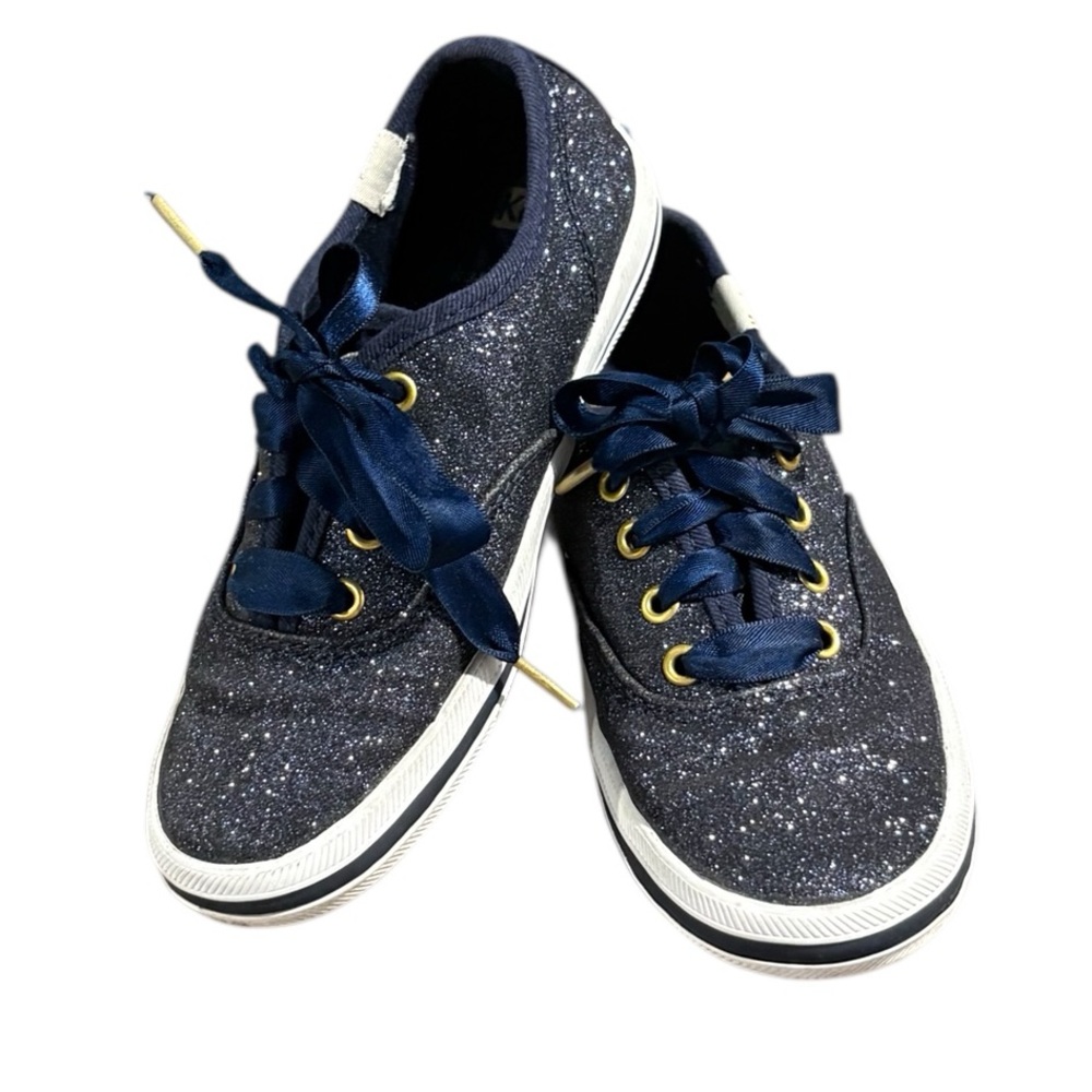 Keds X Kate Spade New York Champion Glitter Shoes Sz 10.5 Satin Ribbon Laces
